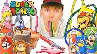 I GOT 8 NEW Mario Drinks - LIQUID ART COLORING - Peach, Donkey Kong, Luigi, Bowser, Toad