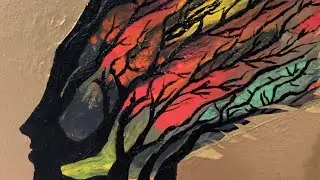 Easy Fall Paintings step by step | Beautiful autumn tree woman | swipe painting | uk_15