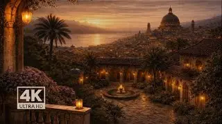 4K Eloria Golden Courtyard View | Peaceful Ancient City Rain Ambience for Sleep & Relaxation
