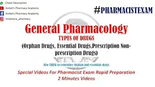 GENERAL PHARMACOLOGY=Types Of Drugs. Orphan, Essential(EDL), Prescription, OTC drugs #PHARMACISTEXAM