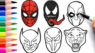 How To Draw Avengers Superhero , Marvel's Spider-Man 4, Deadpool, Panter, Venom -FACES | COLORING