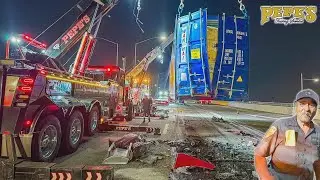 Terrible choque de tráiler destroza contenedor en la autopista