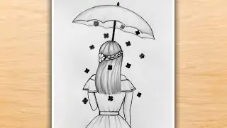 How to Draw a Girl With Umbrella / Girl Drawing Easy for Beginners / Pencil Drawing / Easy Drawing