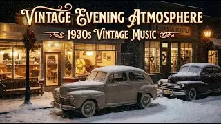 Vintage Music 1930s Small Town | Snowy Diner Night & Cozy Street Ambience