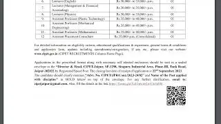 Jobs in CIPET - Lecturer Jobs - cipet.gov.in - Govt Contract Jobs Jaipur