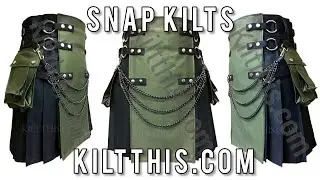 Soft Cotton Black & Green Utility Kilt by Kilt This