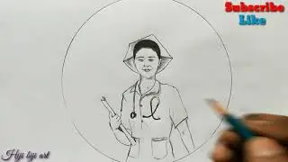 Nurses day special drawing for beginners / step by step Nurse drawing