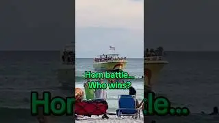 Battle of the best sounding horn. I like the mini boat. 😁 #cruise #ship #battle #horns