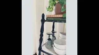 3 Tiered Distressed Black Spindle Shelf
