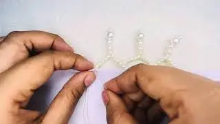 Beautiful Border using Needle and Thread// hand embroidery design pearl and beaded easy border 