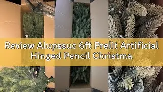 Review Alupssuc 6ft Prelit Artificial Hinged Pencil Christmas Tree with 300 Multi-Color Changing RGB