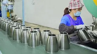 Production process of electric kettle and pot by hydraulic press
