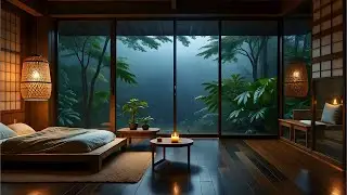 Soothing Piano with Midnight Rain Sounds | Peaceful Sleep Music for Deep Relaxation and Rest
