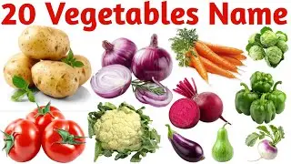 Learn the names of 20 vegetables | 20 Vegetable Names in English | Kids Educational Learning Video