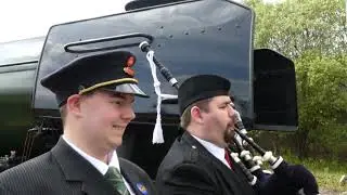 Stationmaster Bagpipes Music In Railway Station In Perth Perthshire Scotland