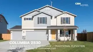 CBH Homes - Columbia 2530 - 4 bed, 2.5 bath, 3 car garage, traditional elevation