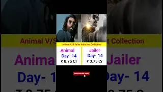 Animal V/S Jailer India Net Collection Day:- 14 | #jailer #animal #rajnikanth #ranbirkapoor #shorts
