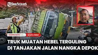 Truk Muatan Hebel Terguling di Tanjakan Jalan Nangka Depok, Lalu Lintas Tersendat
