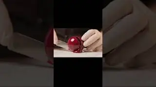 Luxury Dessert Cut: Ruby Lava Sphere 🍒 #asmr #satisfying #asmrsounds #asmrsounds #shorts #fypシ゚l