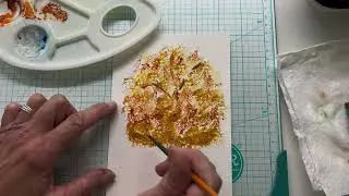 Fall Sponged Tree Card - using a household sponge and watercolor