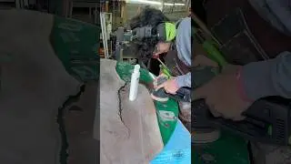 Buffing and polishing the epoxy blackjack table #evans_workshop #woodworking #maker