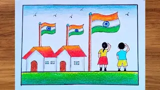 Republic Day Poster Drawing Easy ll How to draw Republic Day Drawing ll Easy Steps for beginners 