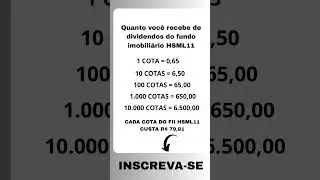 QUANTO RENDE DE DIVIDENDOS O FII HSML11