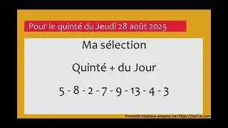 pronostic quinte du jour turfoo PRONOSTIC PMU QUINT&Eacute; + DU JOUR JEUDI 28 AOUT 2025