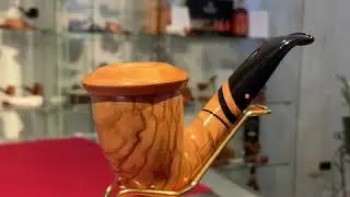 Pipa Paronelli in olivastro CALABASH bent fatta a mano - www.paronellipipe.com