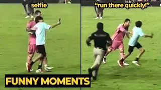 Humble MESSI said 'run qucikly' after taking a selfie with a pitch invader during Miami vs Charlotte