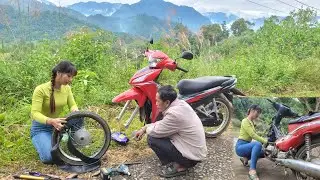 Active girl: fixing broken motorbikes on the road, cleaning carburetors for antique motorbikes.