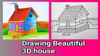 3D House Drawing for Kids 🏠 | Easy Pencil Drawing Step by Step | Full Drawing Tutorial 