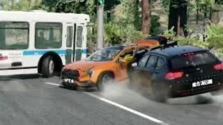 Slow-Motion Carnage: Epic Car and Bus Collision
