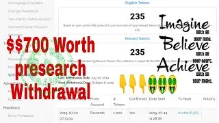 $700 Worth Presearch Token withdrawal Proof 1000 Tokens Ethereum wallet Live $Crypto world
