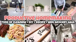 VERY PRODUCTIVE HOMEMAKING VLOG / TONS OF CLEANING MOTIVATION + DIY SIGN + NEW RECIPE + GROCERY HAUL