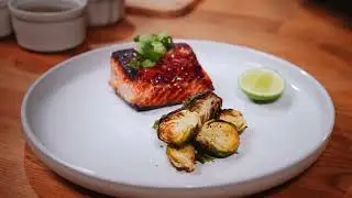 T-fal Infrared Air Fryer: Miso Glazed Salmon with Roasted Brussels Sprouts