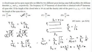 A question on resonance in organ pipe from jee mains - jan 2025