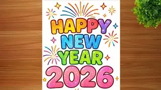 Happy New Year 2026 Drawing | Happy New Year Card Drawing | Easy Happy New Year Drawing ✨️