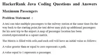 HackerRank Java Coding Question - *Maximum Passengers* & Answer #java #hackerrank #coding