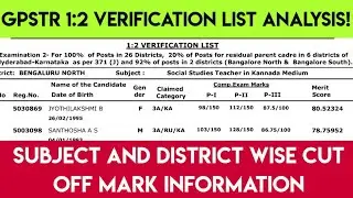 GPSTR 1:2 verification list2022|GPSTR cutoff2022 analysis| all subject cut off analysis|#gpstr #tet