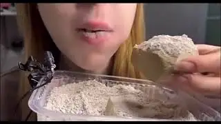 Dry clay with big bites eating Asmr video