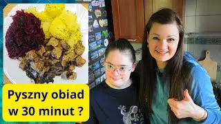 Pomysł na szybki obiad!🍗INDYK z pieczarkami😋w lekkim sosie z ziemniakami i zasmażanymi buraczkami👍