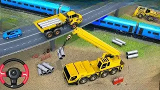 637 excavator pick trees wood's game - construction simulator android gameplay in city off-road