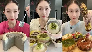 ASMR 🍫 Chocolate Pistachio Dessert,Crepe Cake,Puff & Pastries| Soft & Satisfying Eating Sounds #asmr