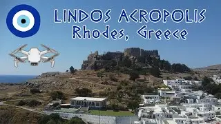 Lindos Acropolis, Lindos, Rhodes, Greece - aerial drone footage