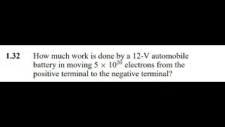 How much work is done by a automobile battery in moving electrons from the positive terminal to