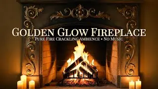 ⚜️ Golden Glow Fireplace ⚜️  Pure Fire Crackling Ambience No Music ⚜️