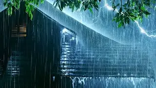 All You Need to INSTANT FALL ASLEEP💤Tropical Rainstorm on Metal Roof & Heavy Thunder on Rainy Night