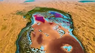 Magical lake in the hinterland of Tengger Desert in Inner Mongolia Autonomous Region, China