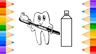 Simple Toothpaste and Toothbrush drawing || Easy Toothpaste drawing and colouring for Toddlers